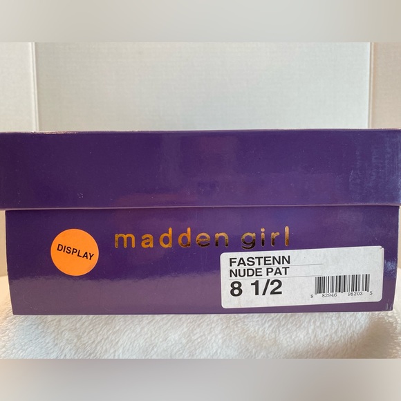 NIB Sz 8.5 - Madden Girl Fastenn Nude Patent Ultra High Stiletto Heeled Pumps - Picture 15 of 16